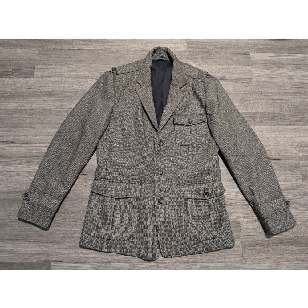 Banana Republic Men's Gray Wool‎ Blend Military Epaulette Jacket Blazer Size 40R